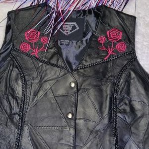 Leather rose vest